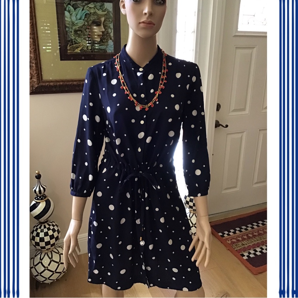 Tommy Hilfiger Dark Blue Dress with White Dots